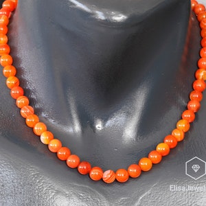 Natural Orange Striped Agate Necklace Encouraging Crystal Gemstone Strong Clasp Necklace Confidence Necklace Christmas Gift