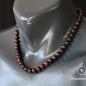 Memory & Emotion Necklace Natural Red Garnet Beads Choker Emotion Necklace Custom Jewelry Unisex Necklace Birthstone Necklace Christmas Gift