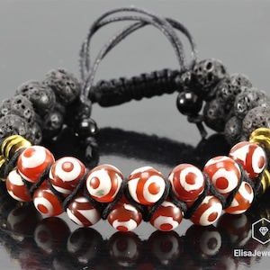 Natural Tibetan Agate Black Lava Beaded Healing Meditation Yoga Mala Protection Beaded Good Luck Bracelet Balancing Mother&#39;s Gift For Her