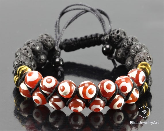 Bracciale Perline Yoga Lava Pietra Uomo - Braccialetti Con Perline