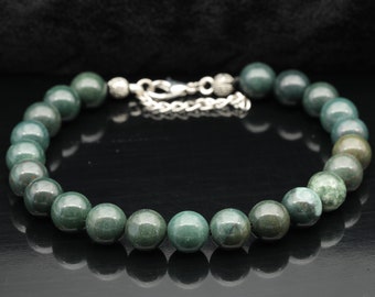 Natural Bloodstone Beaded Adjustable Strong Bracelet Handmade Healing Crystal Gemstone Fashion Bracelet Purification Stone Dainty Bracelet