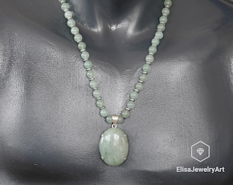 Collar de aventurina verde Natural de Plata de Ley 925, collar con cierre fuerte de piedras preciosas de cristal de la suerte, collar de riqueza