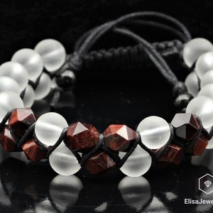 Natural Red Tiger Eye Matte Quartz Beaded Healing Meditation Yoga Mala Protection Beaded Good Luck Bracelet Balancing Mother&#39;s Gift For Her