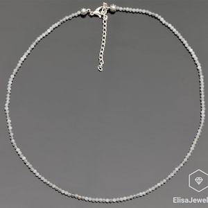 Natural 2mm Labradorite Choker, Adjustable Clasp Closure Beaded Necklace, Healing Gemstone Choker, Tiny Elegant Necklace, Gemstone Necklace