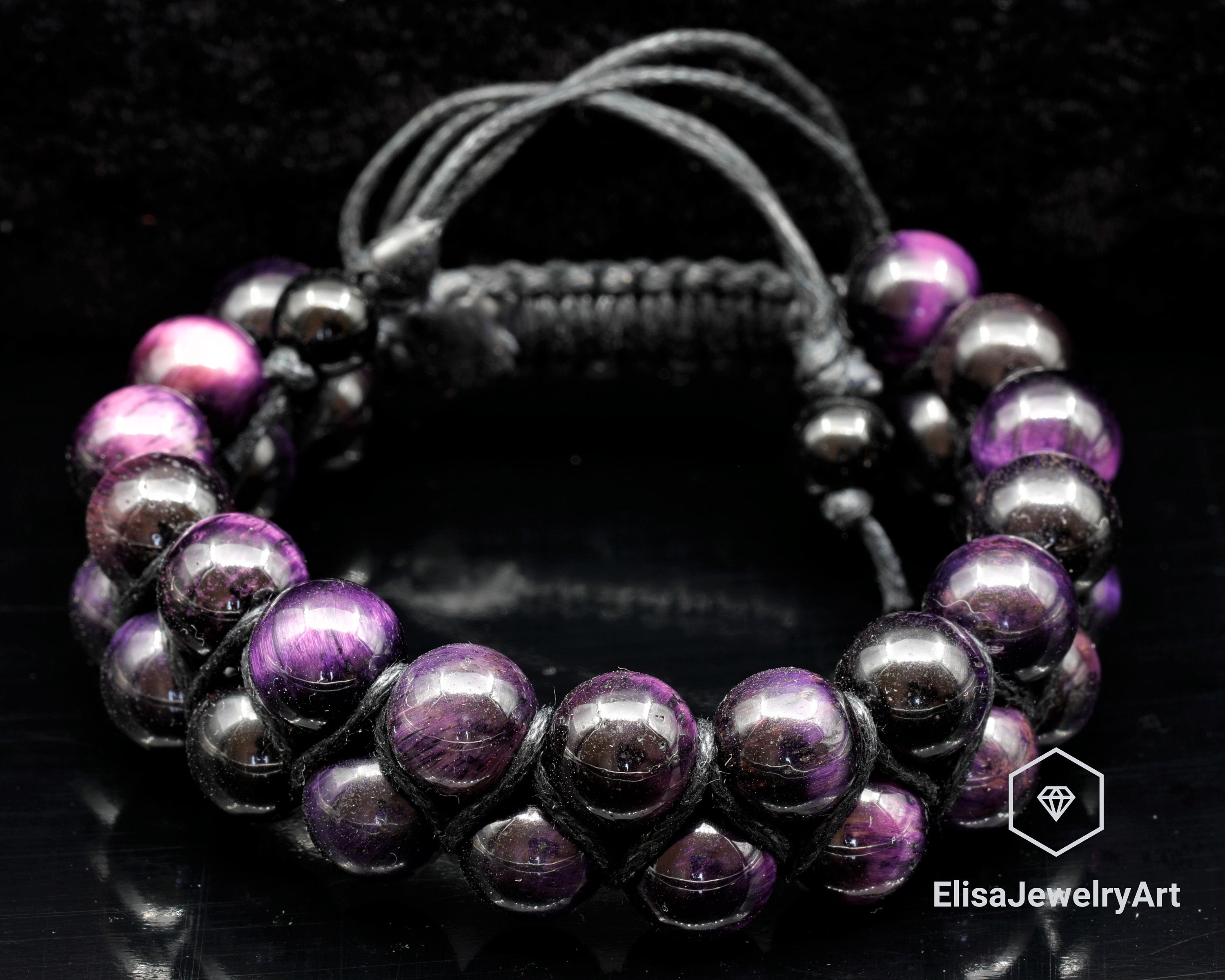 Powerful Bracelet Natural Purple Tiger Eye Beaded Calming Bracelet Release Bracelet Men's Bracelet Women's Bracelet Crystal Bracelet