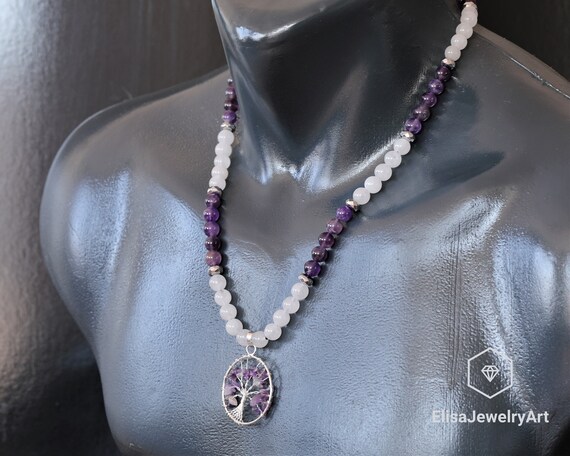 Purity Of Spirit Ciondolo ametista a punta naturale Da donna Ametista Collana di perline di pietra preziosa naturale Collana migliore amica Collana unisex - Italia