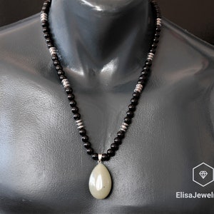 Good Luck Necklace Natural Aventurine Pendant Black Onyx Hematite Beaded Birthstone Emotional Genuine Gemstone For Him Unisex Christmas Gift