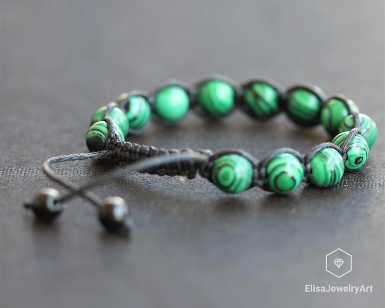 Naturel Malachite Perles Bracelet Macrame Bracelet réglable Healing Gemstone Crystal Macrame Bracelets Healing Energy Yoga Cadeau pour lui image 4