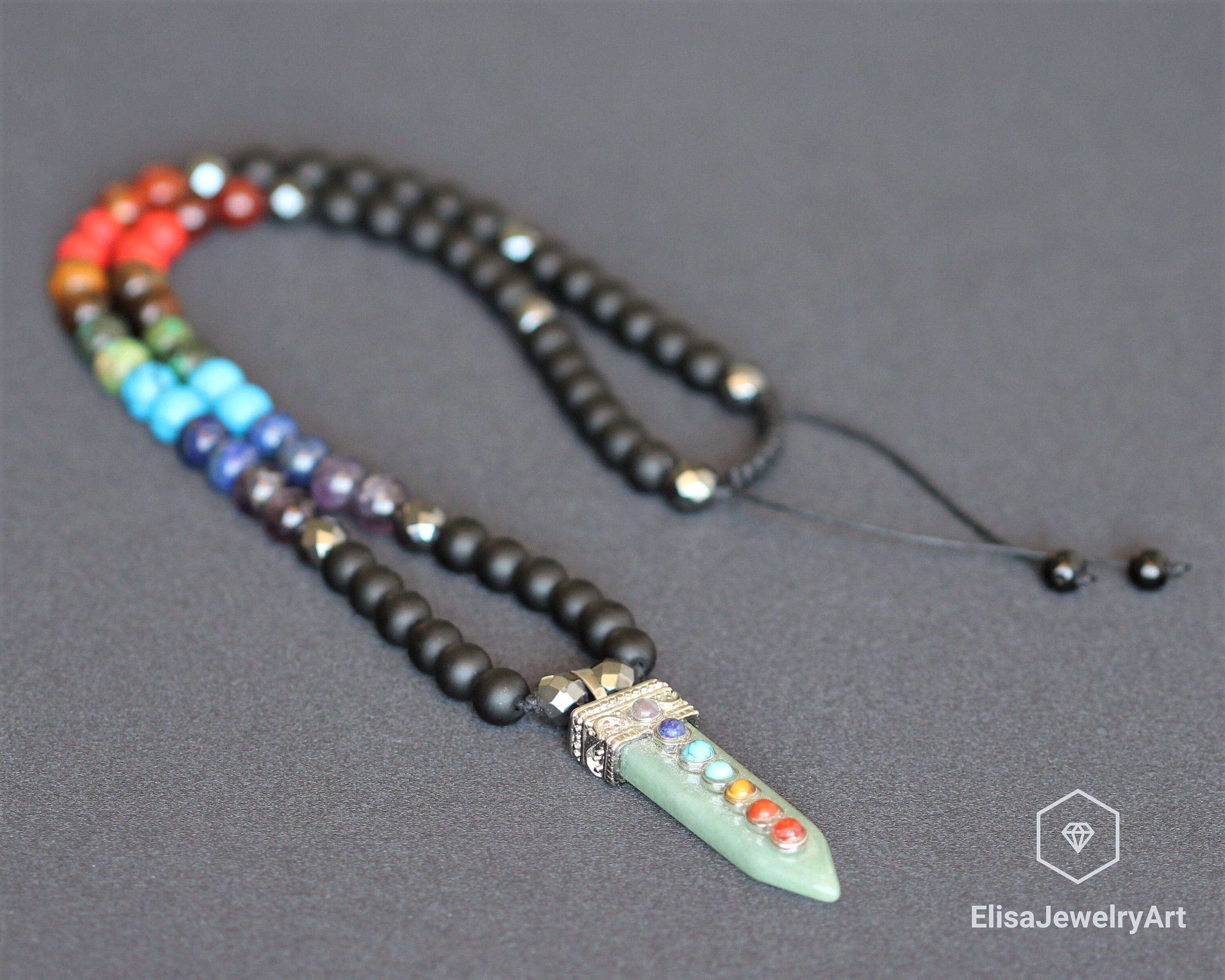 ヒーリングアベンチュリン 7チャクラペンダントネックレス 天然