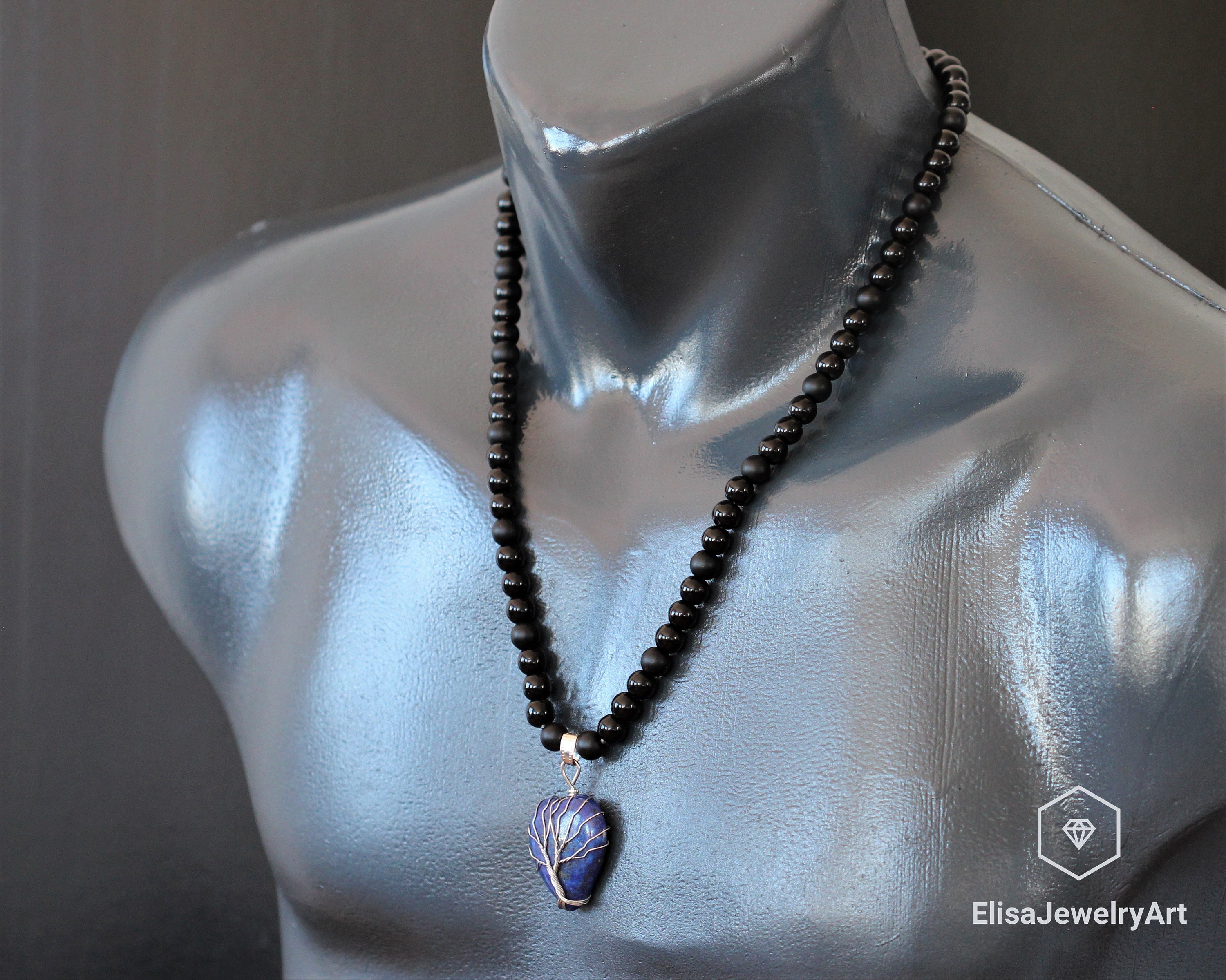 Collana Con Ciondolo Cuore In Lapislazzuli Autentico – Argento 925 – Fatto A Mano – Pezzo Unico Dal Badachschan