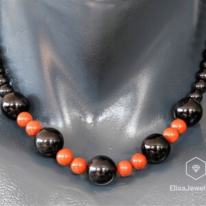 Natural Red Jasper Black Obsidian Black Onyx Beads Choker Focus Bohamian Necklace Gift For Her Birthstone Necklace Special Gift