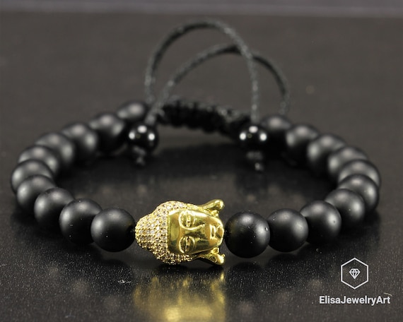 Black onyx buddha bracelet outlet