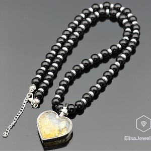 Wealth Stone Necklace Natural Heart Citrine Pendant Necklace Onyx Necklace Life Giving Necklace Birthstone Necklace Christmas Gift