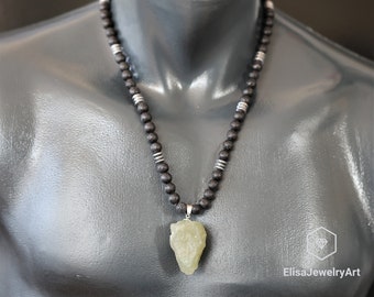 Good Luck Necklace Natural Aventurine Pendant Black Lava Hematite Beaded Birthstone Emotional Genuine Gemstone For Him Unisex Christmas Gift