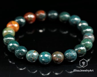 Natural Bloodstone Beaded Bracelet Stretchy Bracelet Healing Gemstone Bracelets Strong Energy Crystal Bracelet Encouraging Bracelet