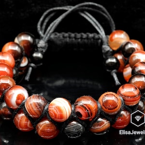 Special Unique Natural Carnelian Beaded Macrame Protection Emotion Yoga Mala Men&#39;s Bracelet Women&#39;s Bracelet Crystal Bracelet Christmas Gift