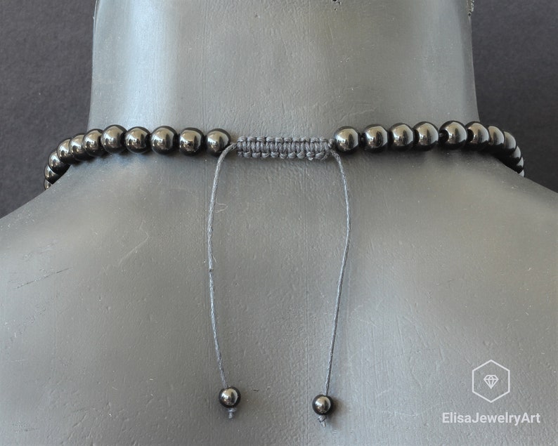 Black Onyx Crystal Beaded Necklace Protection Long Macrame Short Necklace Black Gemstone Beaded Necklace Gift For Him Unisex Women/'s Black