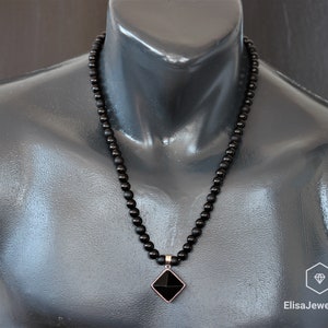 Pyramide Onyx Anhänger Natürlicher Schwarzer Onyx Verschluss Halskette Edelstein Verstellbare Halskette Schutzstein Halskette Schwarz Herren Geschenk