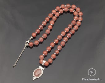 Colgante de plata de cuarzo cereza natural, collar de plata de ley 925 con cuentas de cuarzo cereza, colgante de 18 x 13, joyería de plata elegante, cristal genuino
