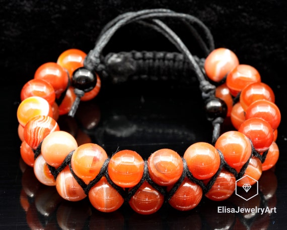 Natural Orange Agate Beaded Meditation Bracelet Spirit  display picture 2