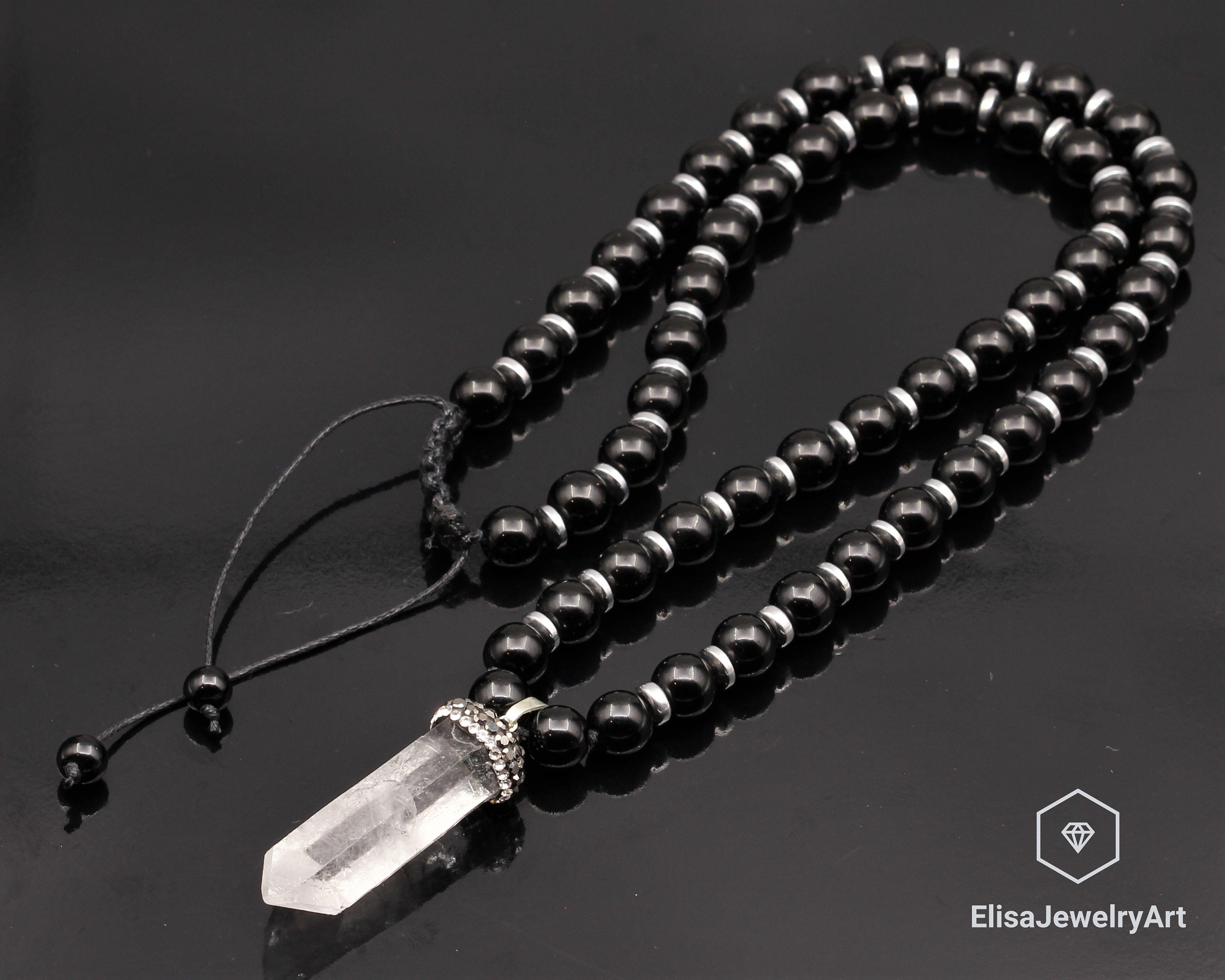 Black Lava Rock Necklace | Natural Strength & Courage - Luck Strings Black Wax Cotton