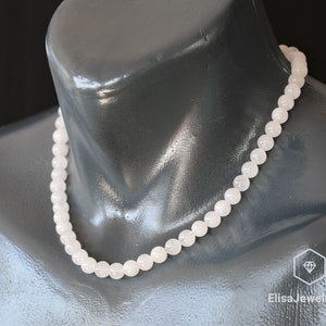 Naszyjnik damski biały Naturalny selenit Koraliki Choker Naszyjnik pamięci Naszyjnik na szczęście Naszyjnik unisex Naszyjnik z kamieniem szlachetnym Prezent świąteczny