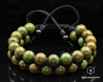 Healing & Emotion Bracelet Natural Green Jasper Perlé Réglable Bracelet Protection Hommes Bracelet Femme Bracelet Cristal Bracelet