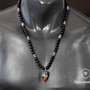 Healing Chakra Necklace Natural 7 Chakra Pendant Black Onyx Hematite Beaded Birthstone Rainbow Necklace Colorful Necklace Christmas