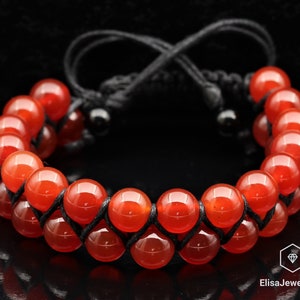 Energy Unique Natural Carnelian Beaded Bracelet Protection Emotion Men's Bracelet Women's Bracelet Crystal Bracelet Father's Day Gift