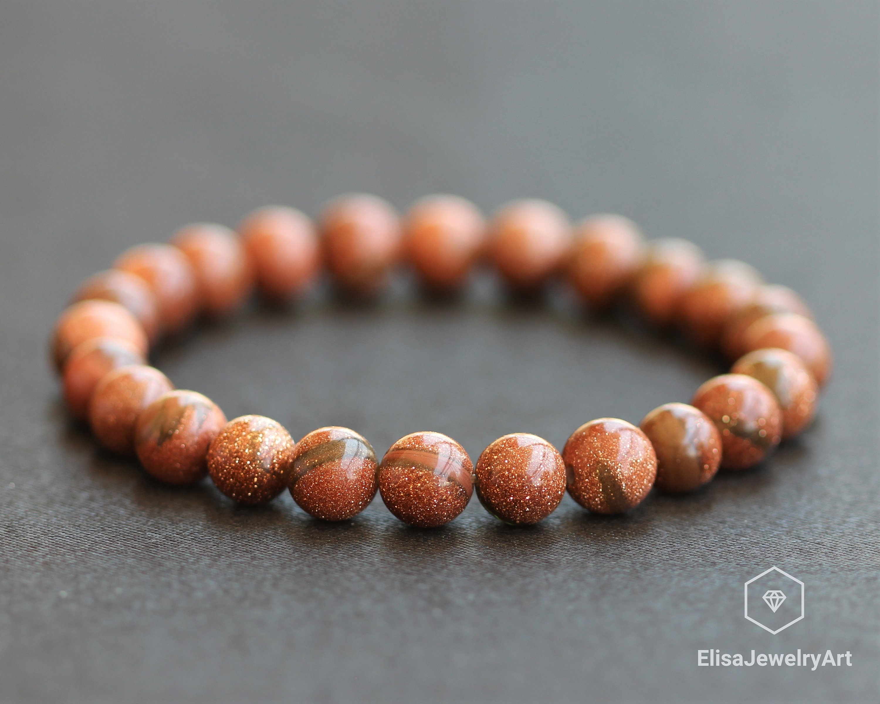 Natural Sandstone Beads Bracelet Stretch Bracelet Healing Gemstone