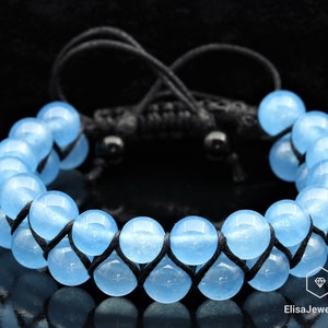 Emotion Bracelet Natural Angelite Beaded Healing Meditation Yoga Mala Protection Beaded Good Luck Bracelet Balancing Mother&#39;s Gift For Her
