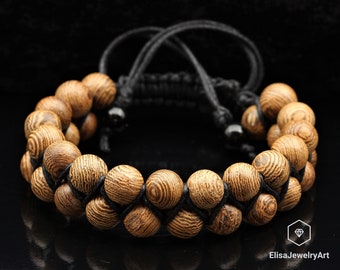 Natur Holz Perlen Armband Makramee Schutz Emotion Yoga Herren Armband Damen Armband Kristall Armband Vatertag Geschenk