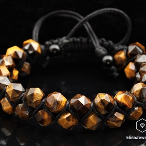 Men&#39;s Protection Natural Tiger Eye Beaded Healing Mala Yoga Men&#39;s Bracelet Women&#39;s Bracelet Crystal Bracelet Father&#39;s Day Gift