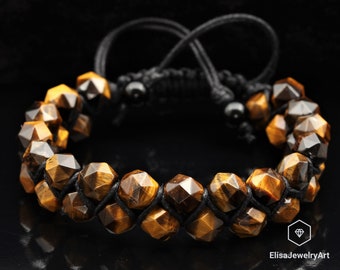 Men's Protection Natural Tiger Eye Beaded Healing Mala Yoga Men's Bracelet Women's Bracelet Crystal Bracelet Father's Day Gift