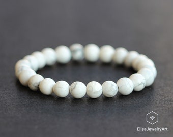 Natuurlijke howliet kralen armband stretch armband helende edelsteen kristal armbanden helende energie armband mala yoga cadeau voor hem