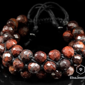 Powerful Stone Natural Red Tiger Eye Black Lava Beaded Adjustable Bracelet Protection Men&#39;s Bracelet Women&#39;s Christmas Gift Bracelet