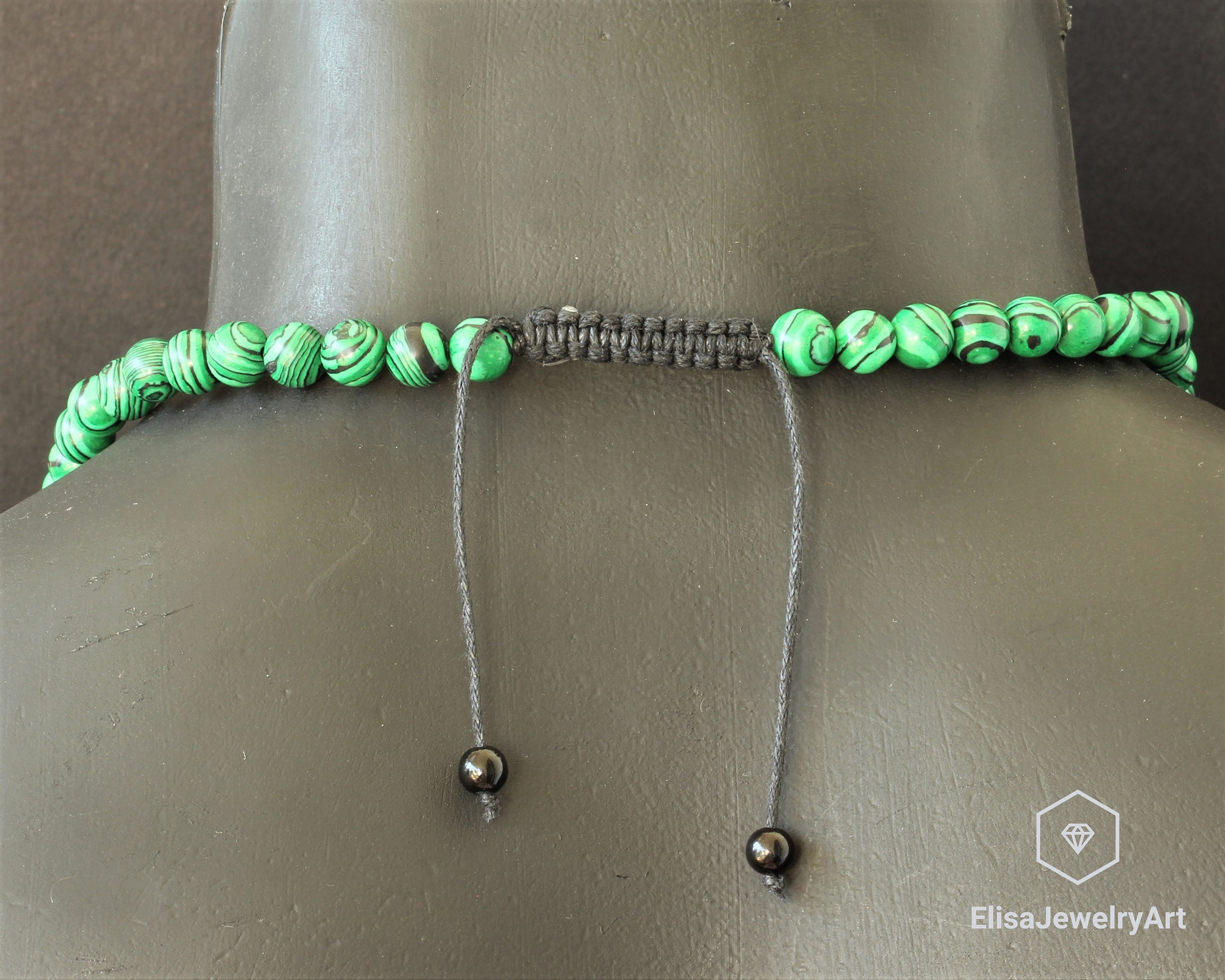 Men's Natural Malachite Beads Necklace Long Necklace Etsy