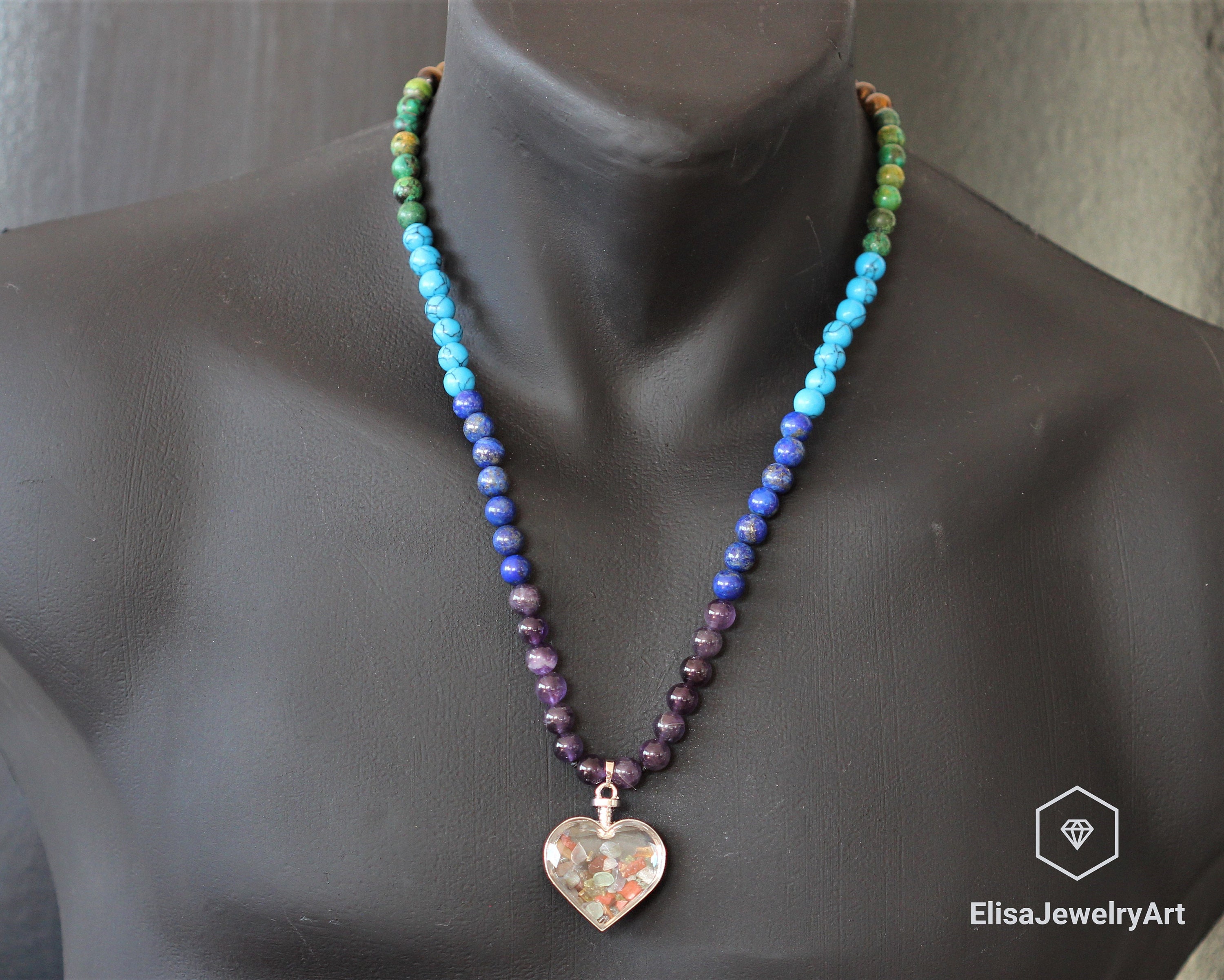 Collana 7 Chakra In Pietre Dure Grezze E Cristalli, Avvolta A Mano In Filo Di Rame - Ciondolo Unico Per Guarigione E Meditazione