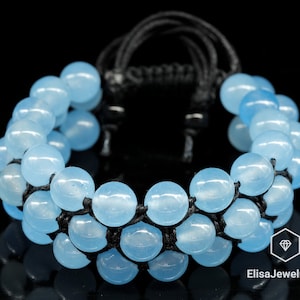 Emotion Bracelet Natural Angelite Beaded Healing Meditation Yoga Mala Protection Beaded Good Luck Bracelet Balancing Mother&#39;s Gift For Her