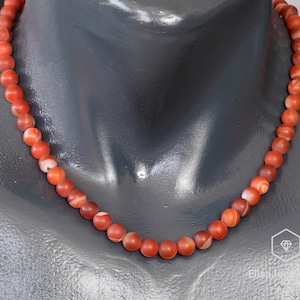 Natural Matte Orange Striped Agate Necklace Grounding Crystal Gemstone Strong Clasp Necklace Emotion Necklace Christmas Gift