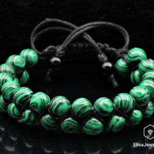 Natural Malachite Beaded Healing Meditation Yoga Mala Protection Beaded Good Luck Bracelet Balancing Mother&#39;s Gift For Her