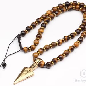 Men&#39;s Arrow Necklace Anti Stress Healing Gemstone Gift For Best Friend Christmas Gift Protection Beaded Men&#39;s Women&#39;s Unisex Boyfriend Gift