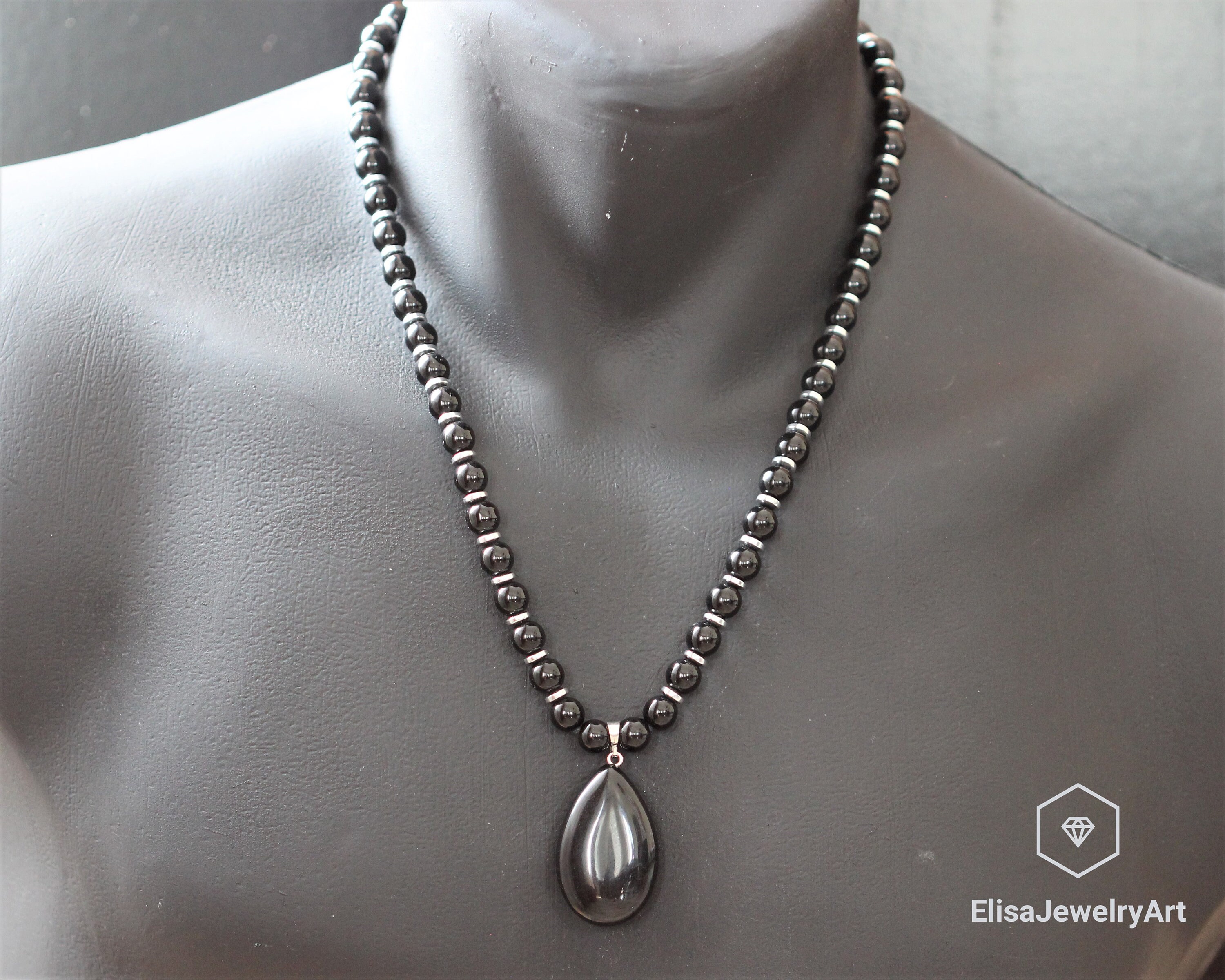 Anti-Stress Necklace Drop Onyx Pendant Necklace Black Onyx Gemstone Stamina Strength Stone Friend Gift Necklace For Her Christmas Gift
