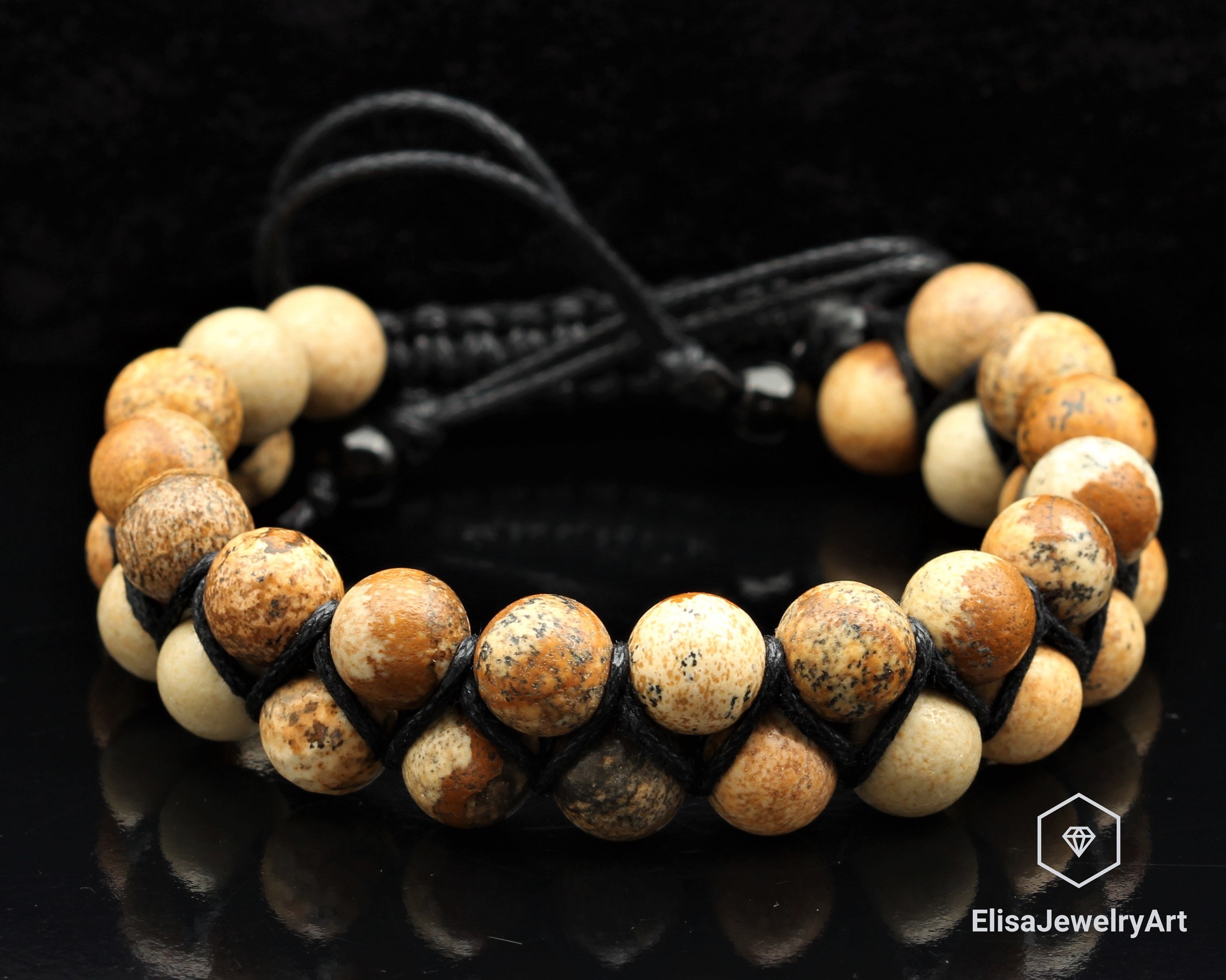 Strength & Energy Stone Natural Picture Jasper Beaded Adjustable