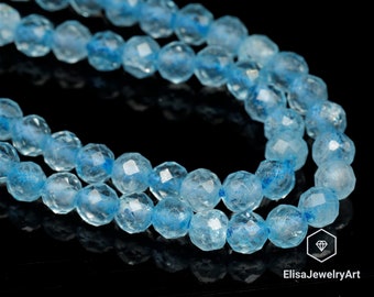 Naturalny 3 mm niebieski topaz naszyjnik choker prawdziwy kamień szlachetny równowaga uspokajający naszyjnik unisex prezent na dzień matki prezent świąteczny