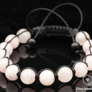 Natural Rose Quartz Beads Bracelet Macrame Adjustable Bracelet Feeling Gemstone Crystal Macrame Bracelets Love Bracelet
