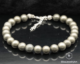 Natural Pyrite Beaded Adjustable Strong Anklet Handmade Purity Crystal Gemstone Fashion Unique Anklet Women's Protection Stone Dainty Anklet