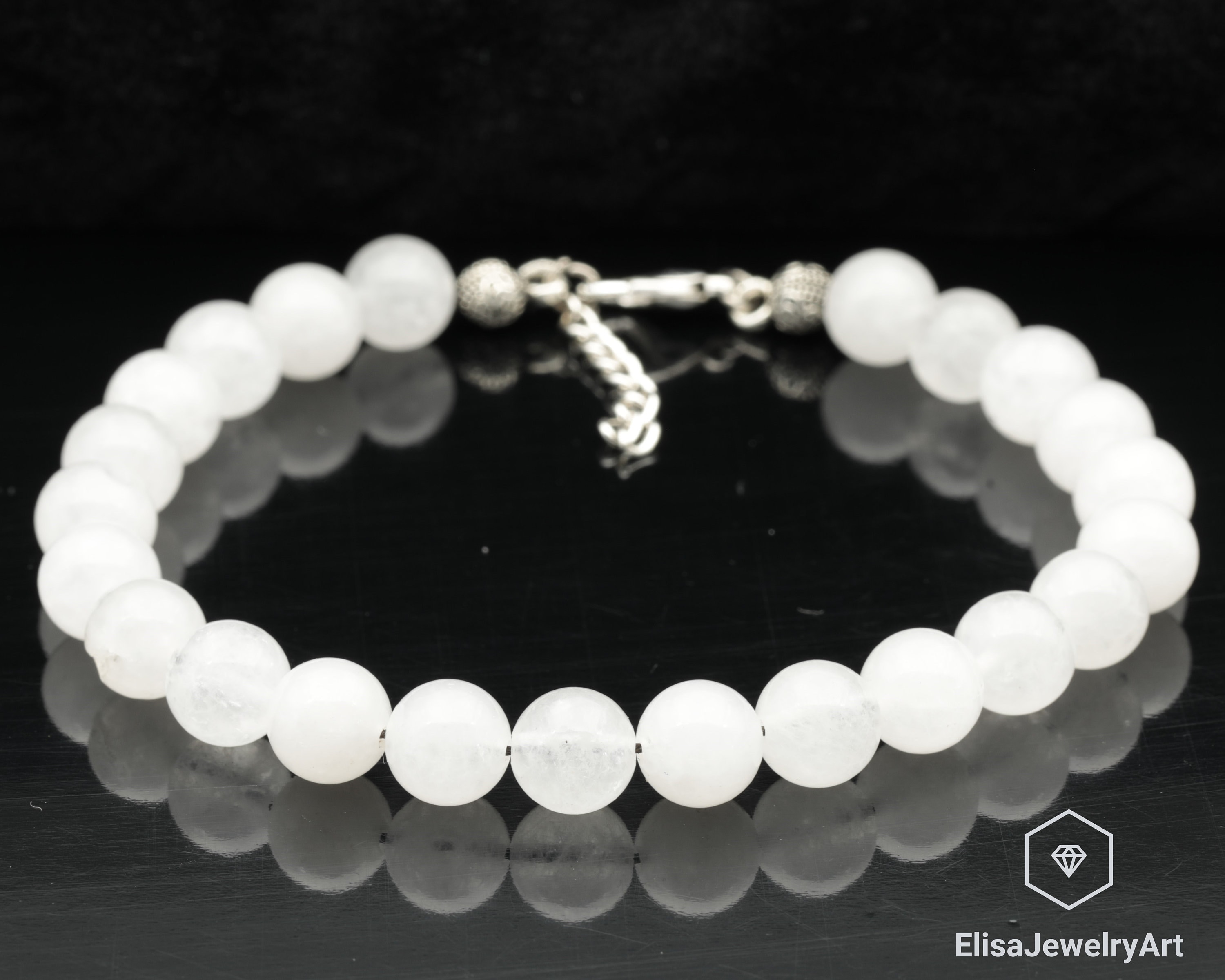 天然セレナイトビーズ調節可能強力アンクレット手作り保護クリスタル