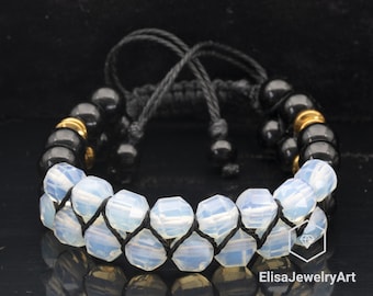 Bracciale Cancro In Opalite – Pietra Per Il Segno Zodiacale – 21 Giugno-22 Luglio – Gioiello Con Chakra Della Corona