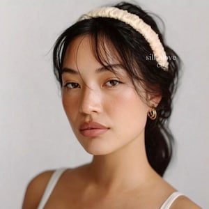 Silk Headband for Women, Pure Silk,  White Hair Headband, Hairband , Hair Accessories for her, Makeup Headband, Gym Headband, Silk Spa Band